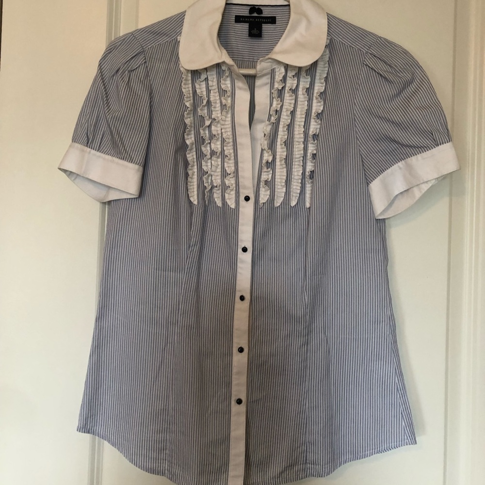 Ruffled stripe Banana Republic dress shirt